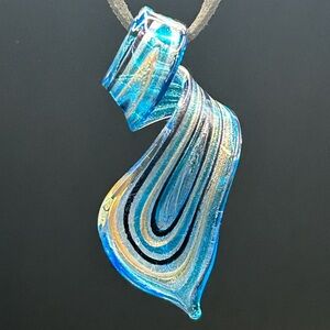 Blue Glass Swirl Pendant - Artisan Women’s Jewelry